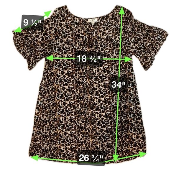 Umgee Leopard Print Button Down Shirt Dress Brown Black Women’s Size Large - Picture 4 of 6
